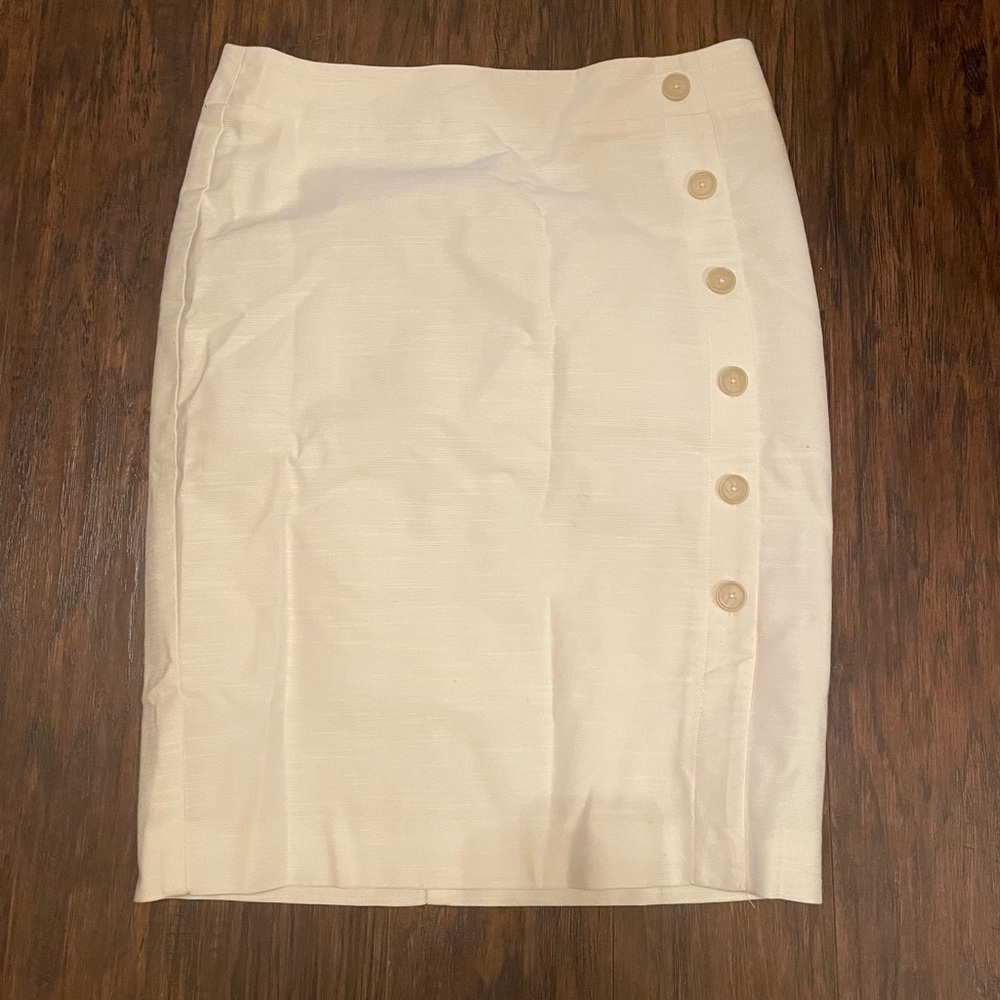 Loft white/cream knee length skirt